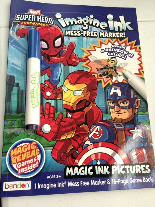 Marvel Super Hero Adventures Imagine Ink w Magic Reveal Games Inside! 16 Pages