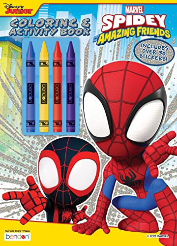 Marvel Spidey and His Amazing Friends 48 Page Coloring Book with 4 Crayons NEW!