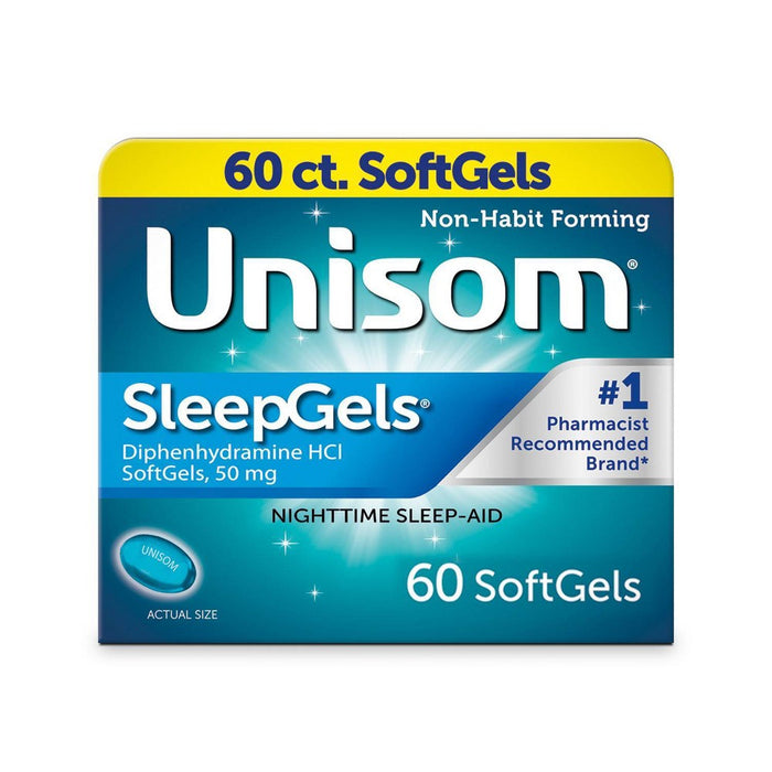 Unisom SleepGels Nighttime SoftGels - Diphenhydramine HCl - 60ct EXP 09/24