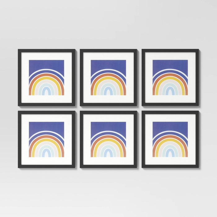 (Set of 6) 11" x 11" Matted to 8" x 8" Frame Set Black - Room Essentials™