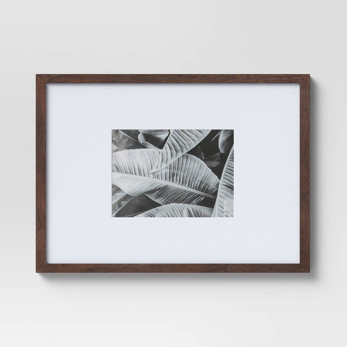 12.1" x 15.1" Matted to 5" x 7" Oversized Wood Tone Single Image Frame Brown - Threshold™