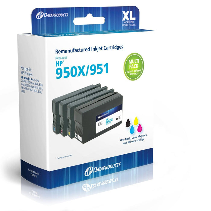 Re-manufactured Black XL+Cyan/Magenta/Yellow 4-Pack - HP 950XL/951 Ink Series