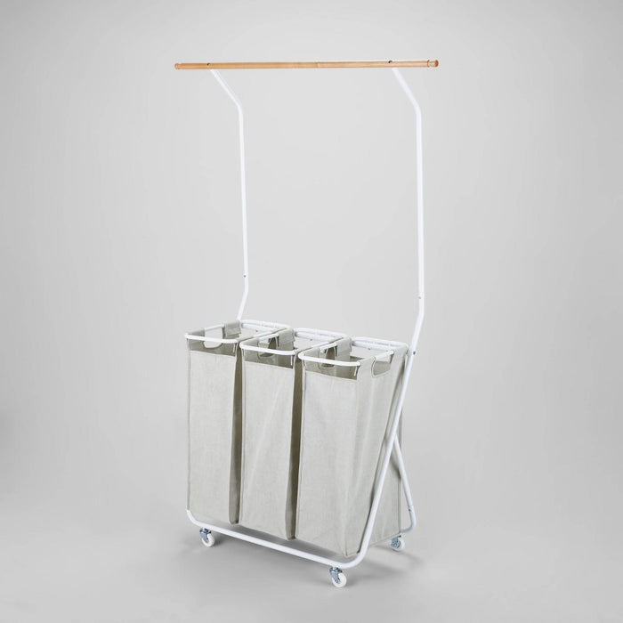 Rolling Triple Laundry Sorter with Hangbar - Brightroom™ (LOCAL PICKUP ONLY)