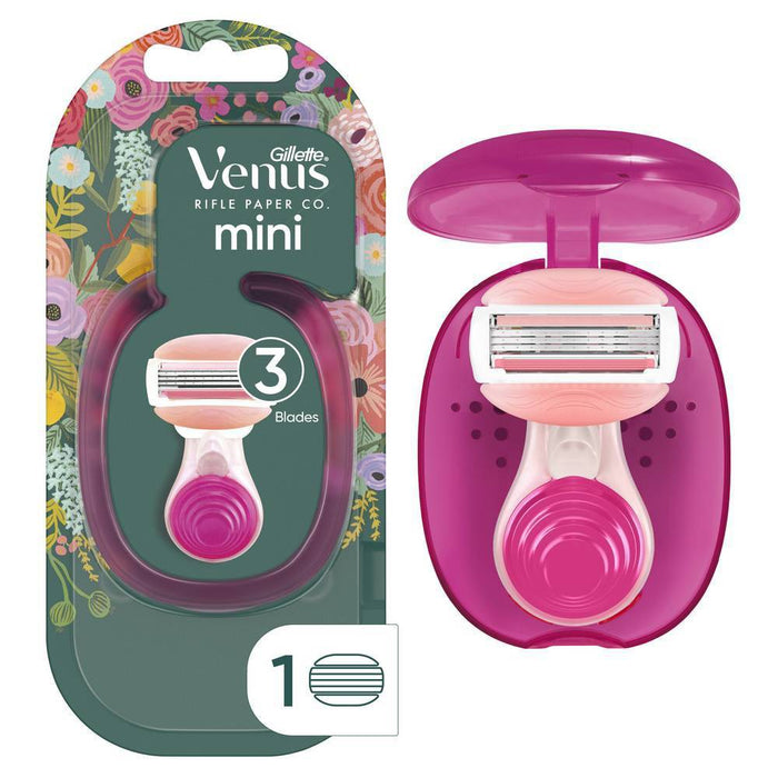 Venus + Rifle Paper Co Mini Comfortglide White Tea Women's Razor, Razor Blade Refill & Travel Case - 3ct