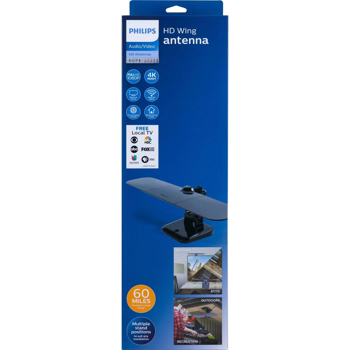 Philips Wing Mobile TV Antenna Indoor Outdoor Perfect for Tailgating and Camping – Black
