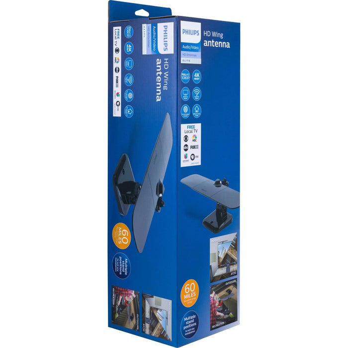 Philips Wing Mobile TV Antenna Indoor Outdoor Perfect for Tailgating and Camping – Black