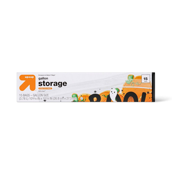 Halloween Gallon Storage Bags - Press to Close - Boo! - 15ct - up & up™