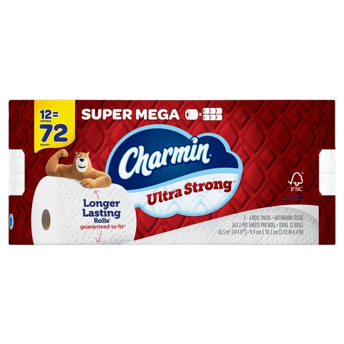 Charmin Ultra Strong Toilet Paper - 12 Super Mega Rolls