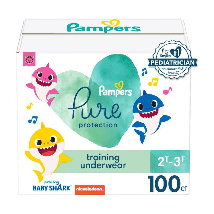 Pampers Pure Protection Training Underwear - Baby Shark - Size 2T-3T - 100ct