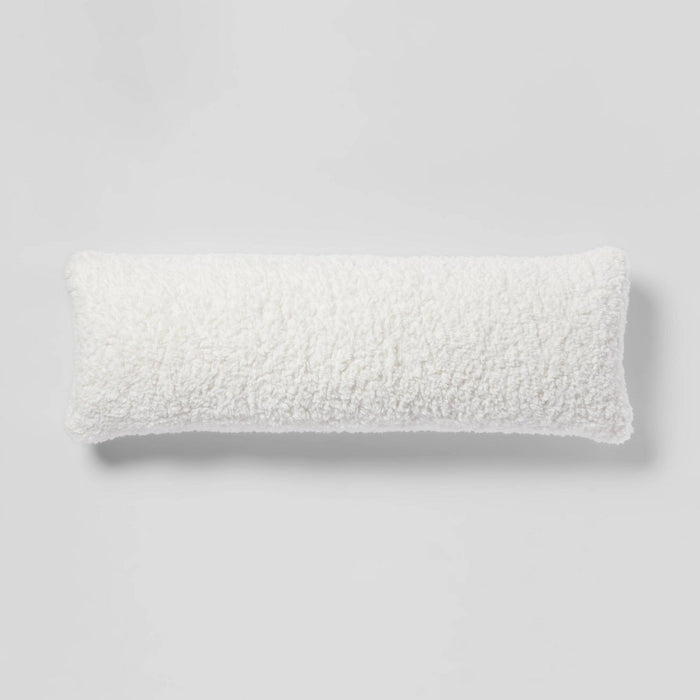 Oversized Oblong Traditional Cozy Faux Shearling Decorative Throw Pillow Cream - Threshold™