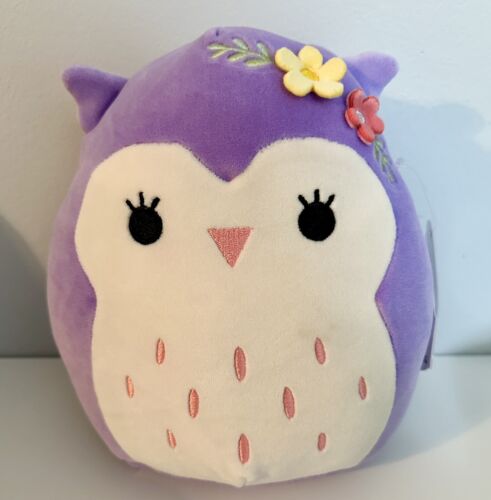 Squishmallows 8" Holly Purple Owl with Flower Pin Plush Toy