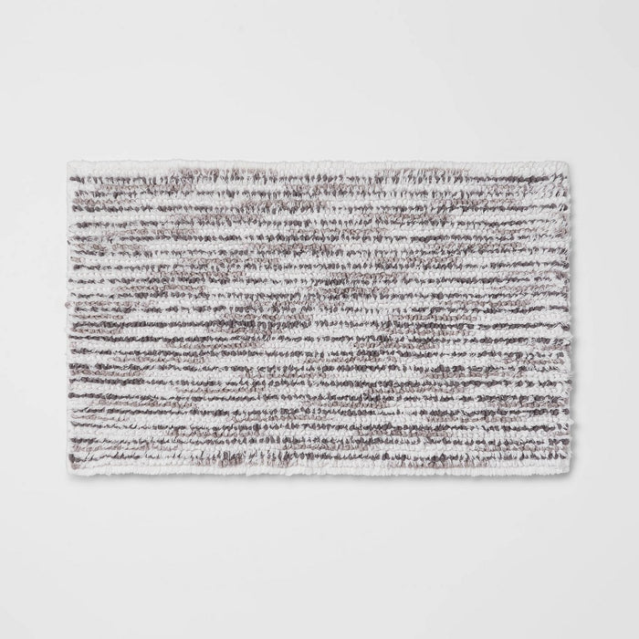 20"x32" Spacedye Striped Bath Rug Gray/White - Threshold™