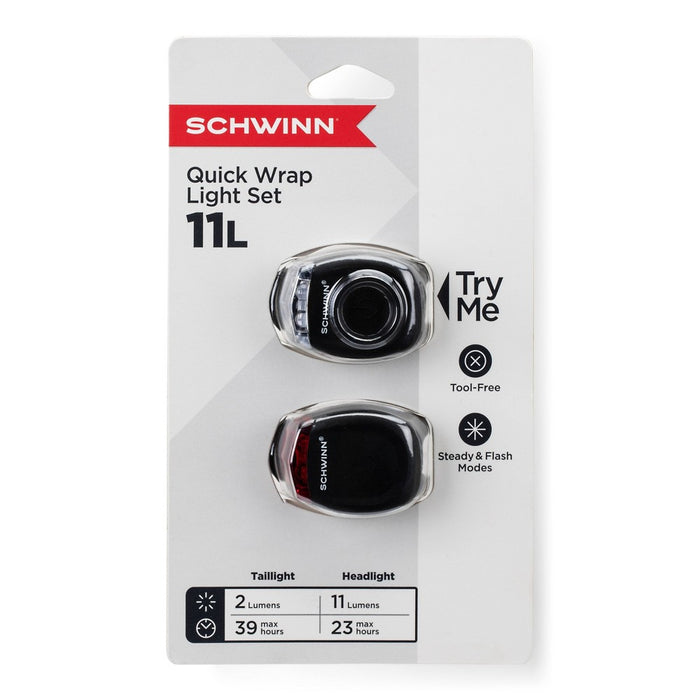 Schwinn Quick Wrap Bike Lights 2LED - Black