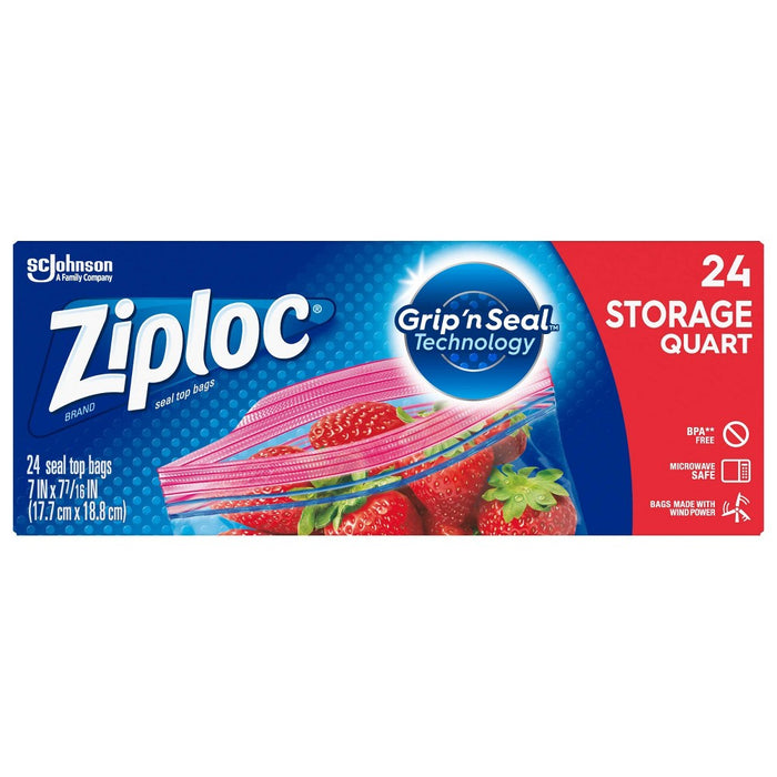 Ziploc Storage Quart Bag - 24ct