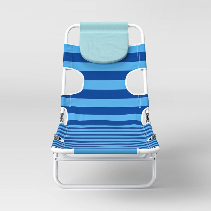 Wide Stripe Beach Lounger - Blue - Sun Squad™