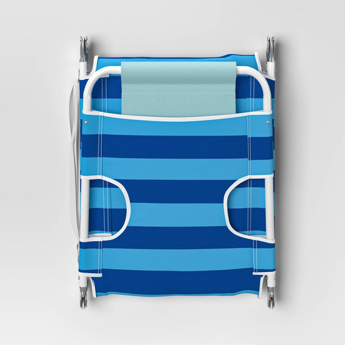 Wide Stripe Beach Lounger - Blue - Sun Squad™
