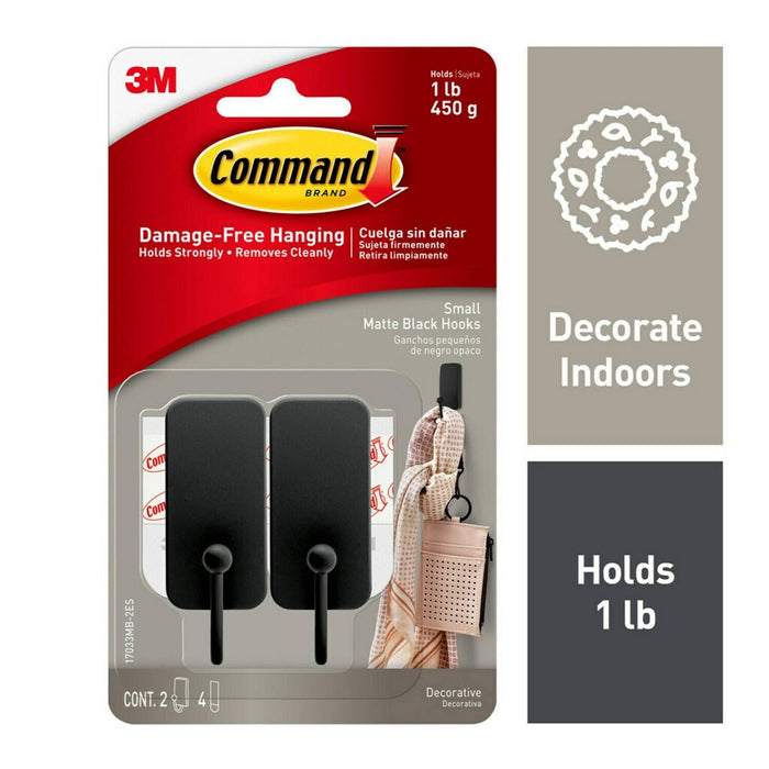 Command Small Matte Black Hooks