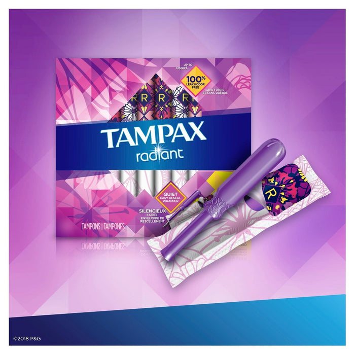 Tampax Radiant Regular Absorbency Unscented Plastic Tampons - 14ct