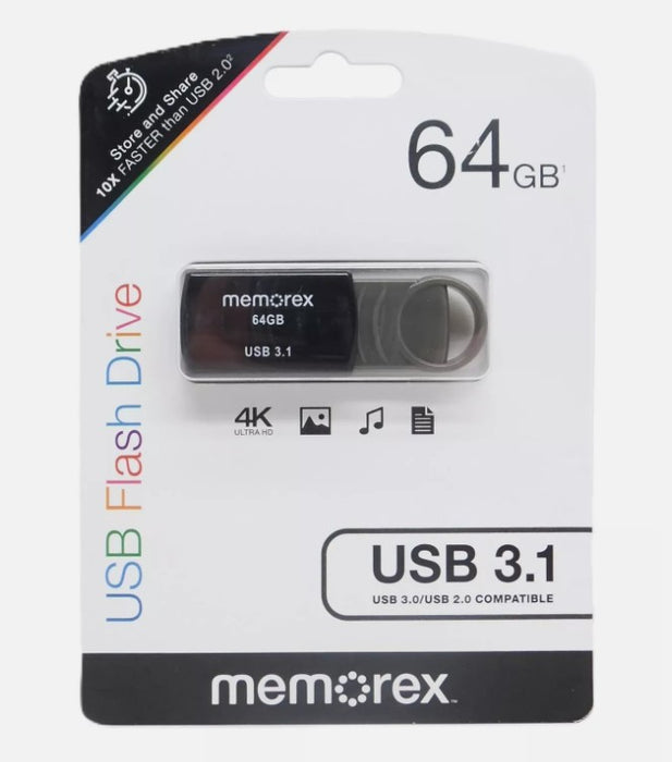 Memorex 64GB USB 3.1 – Black *NEW*
