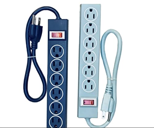 Vivitar (1Ct) 6 Outlet Safety Surge Protector Plug AC Wall Power Strips - Blue