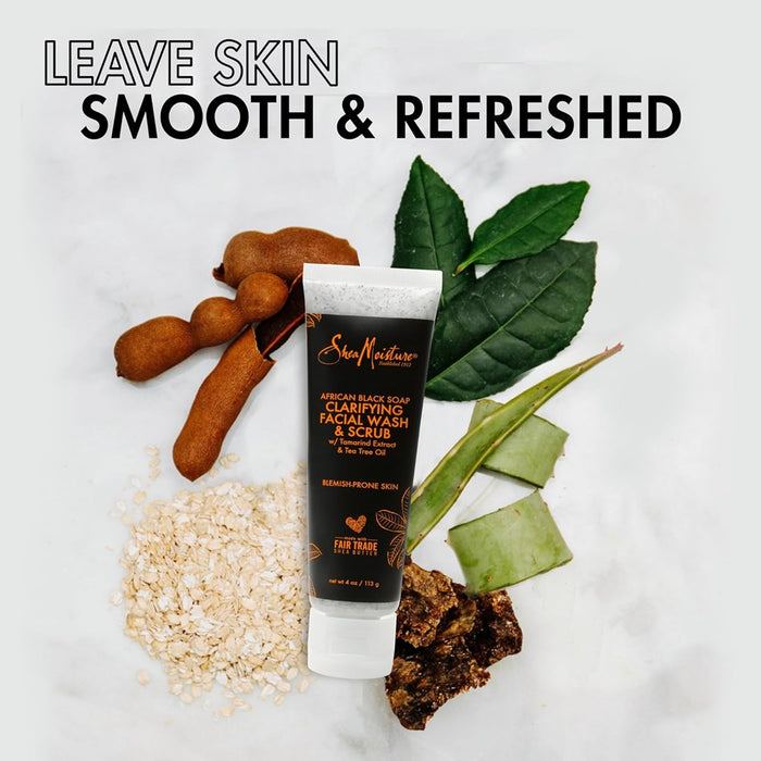 SheaMoisture African Black Soap Clarifying Facial Wash & Scrub - 4oz *NEW*