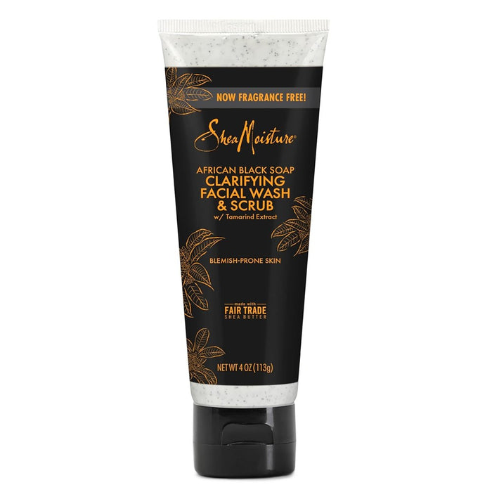 SheaMoisture African Black Soap Clarifying Facial Wash & Scrub - 4oz *NEW*