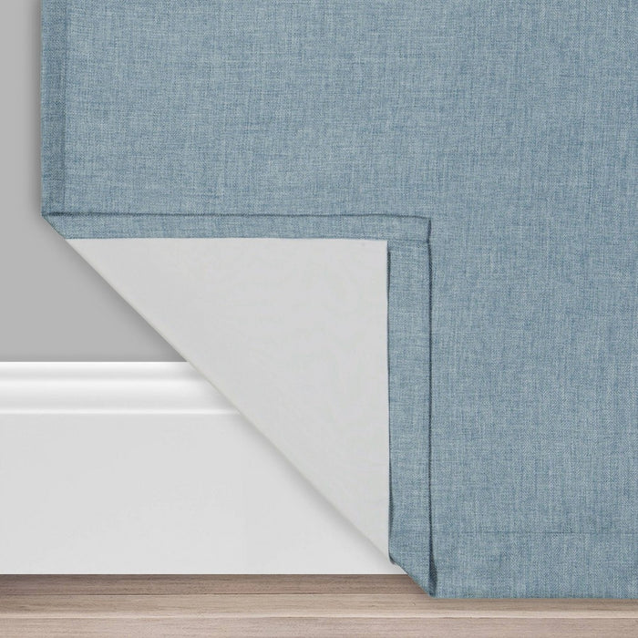 63"x50" Kira Herringbone Absolute Zero Blackout Window Panel Blue - Eclipse