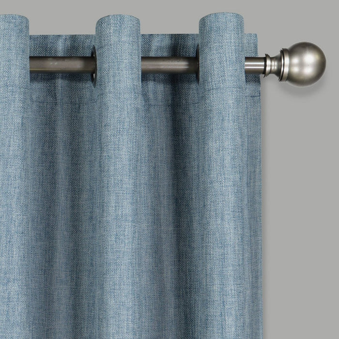 63"x50" Kira Herringbone Absolute Zero Blackout Window Panel Blue - Eclipse