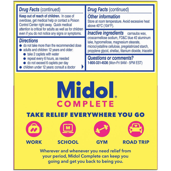 Midol On the Go Menstrual Symptom Relief with Acetaminophen Tablets - 20ct