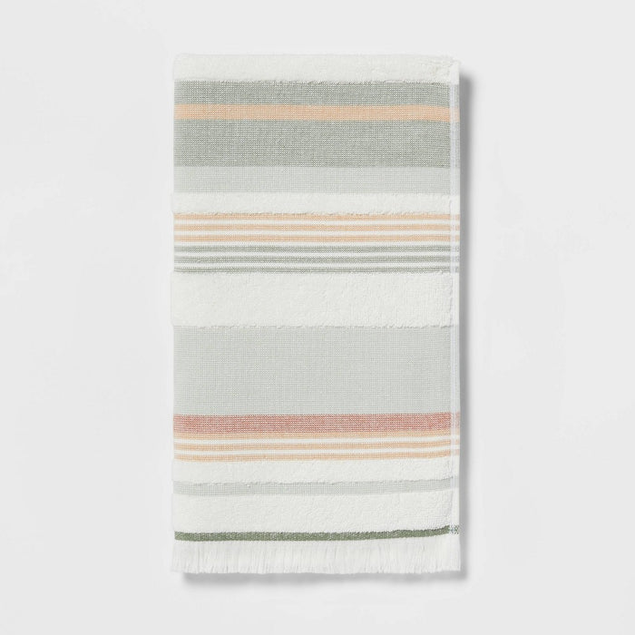 Striped Flat Woven Hand Towel Green - Threshold™