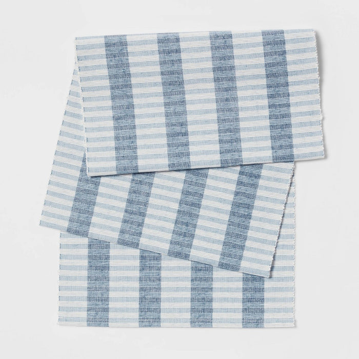 72" x 14" Striped Table Runner Blue - Threshold™