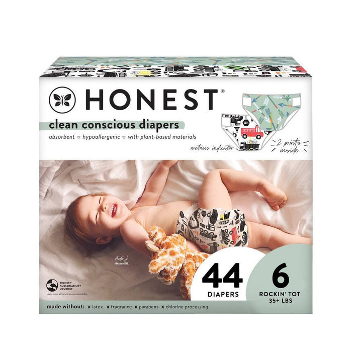 The Honest Company Clean Conscious Disposable Diapers Big Trucks & Beary Cool - Size 6 - 44ct