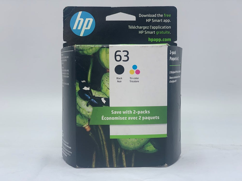 HP 63 2pk Ink Cartridges - Black, Tri-color (L0R46AN_140) *NEW* EXP: 09/2025
