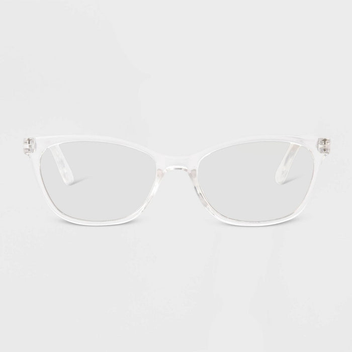 Women's Crystal Plastic Cateye Blue Light Filtering Glasses - Universal Thread™ Clear