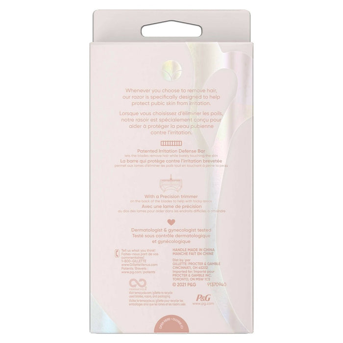 Venus for Pubic Hair & Skin Women's Razor + 2 Razor Blade Refills