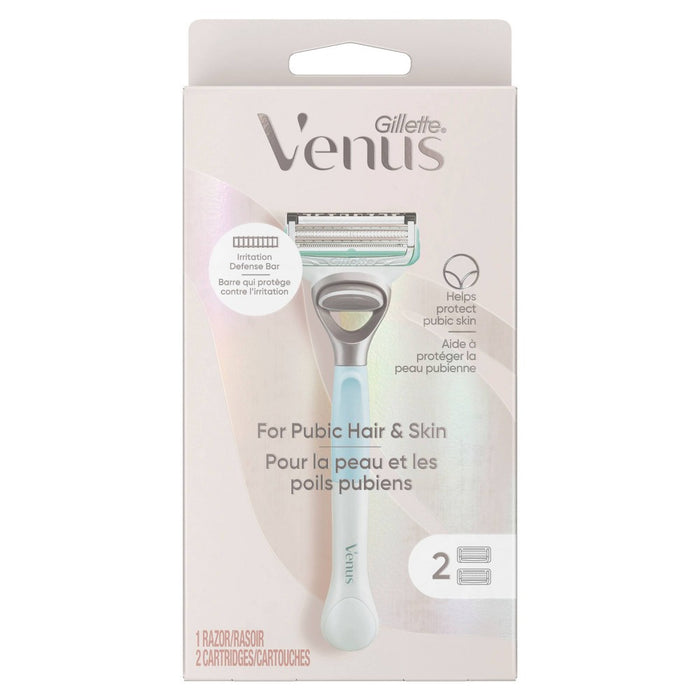 Venus for Pubic Hair & Skin Women's Razor + 2 Razor Blade Refills
