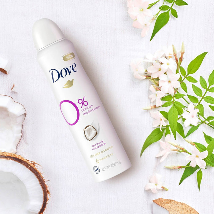 Dove Beauty 0% Aluminum Coconut & Pink Jasmine 48 Hour Deodorant Spray - 4oz