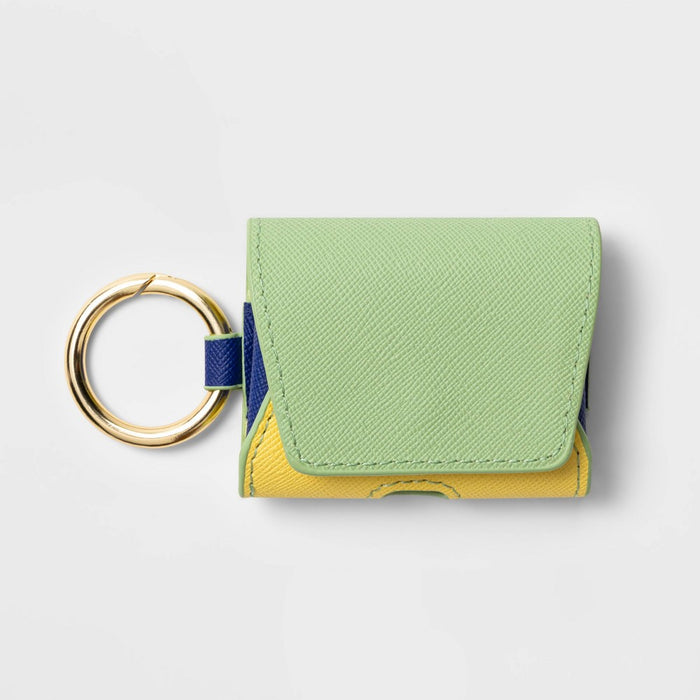 heyday™ Apple AirPods Pro Leather Case with Clip - Green/Yellow/Blue