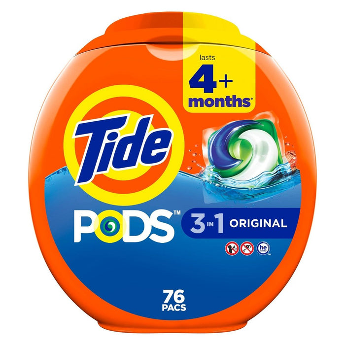 Tide Pods Liquid Laundry Detergent Soap Pacs, HE Compatible, Powerful 3-in-1 Clean in one Step - Original Scent