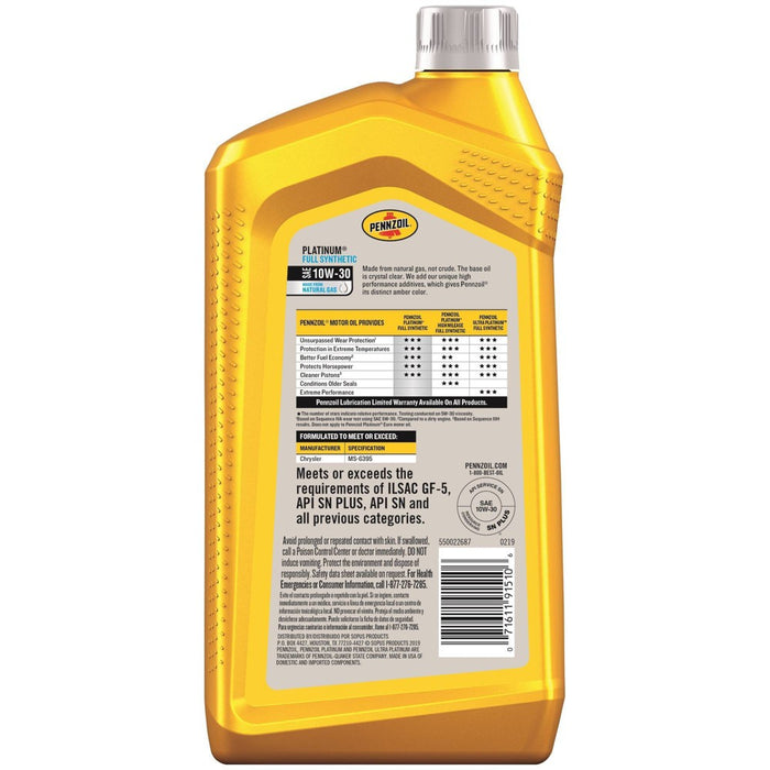 Pennzoil Platinum Full Synthetic 10W-30