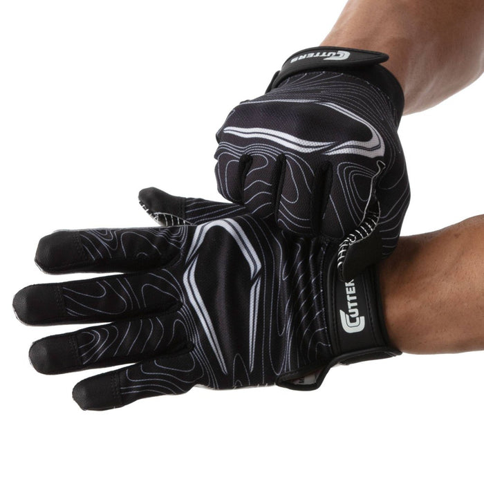 Cutters Game Day Receiver Youth Sports Gloves - Black Topo S/M