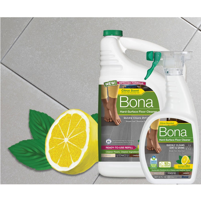 Bona Cleaning Products Multi-Surface Cleaner Spray + Mop All Purpose Floor Cleaner - Lemon Mint - 32oz