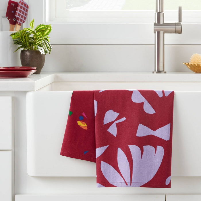 2pk Cotton Tea Towels Red - Opalhouse™