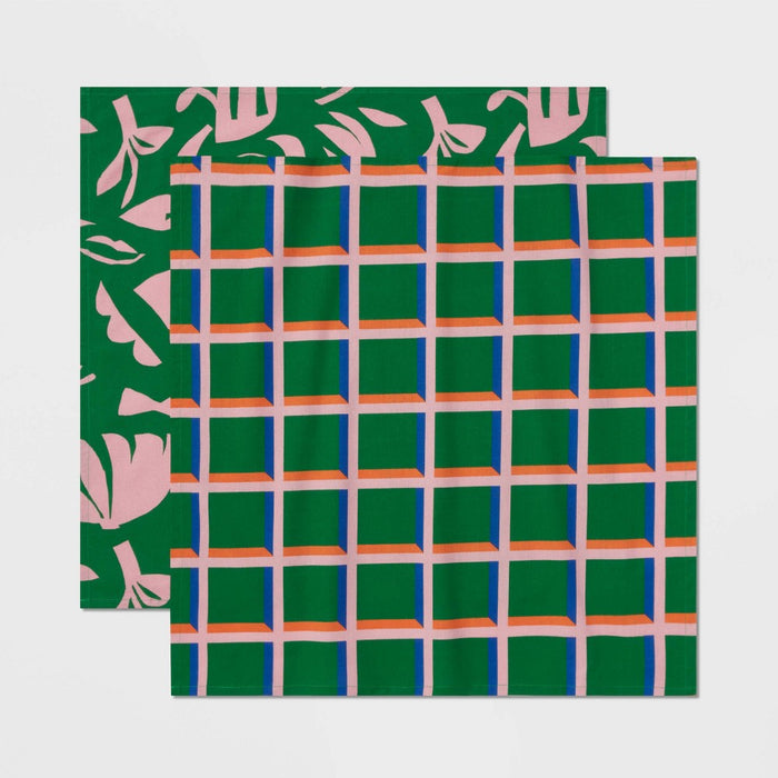 2pk Cotton Tea Towels Green - Opalhouse™