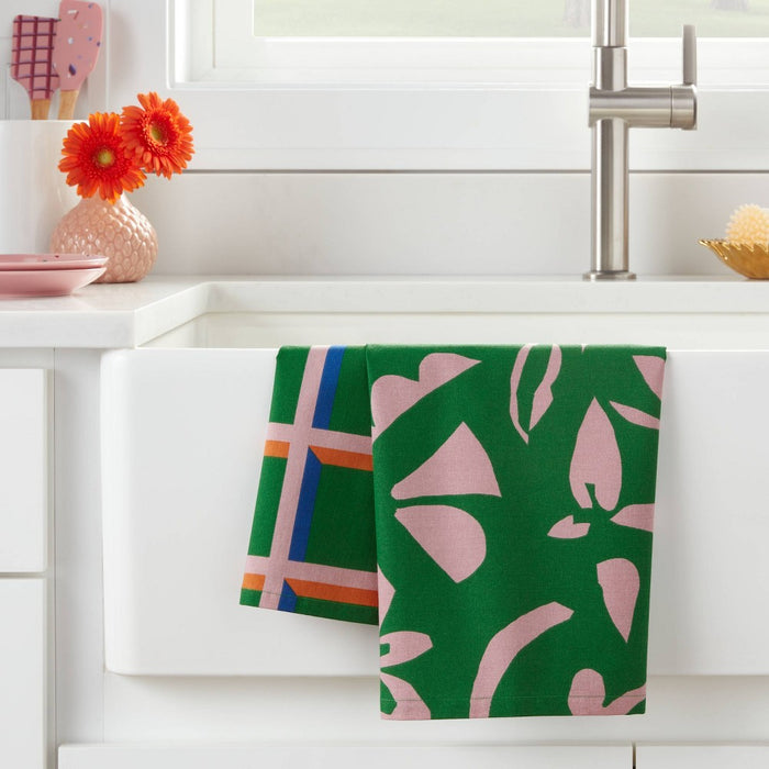 2pk Cotton Tea Towels Green - Opalhouse™