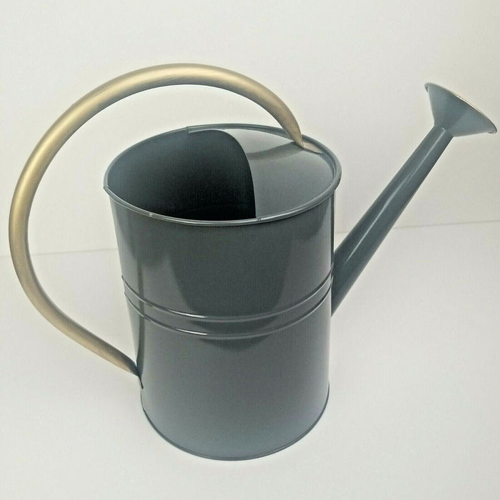 Home Decor Grey Watering Can with Gold Handle and Spout