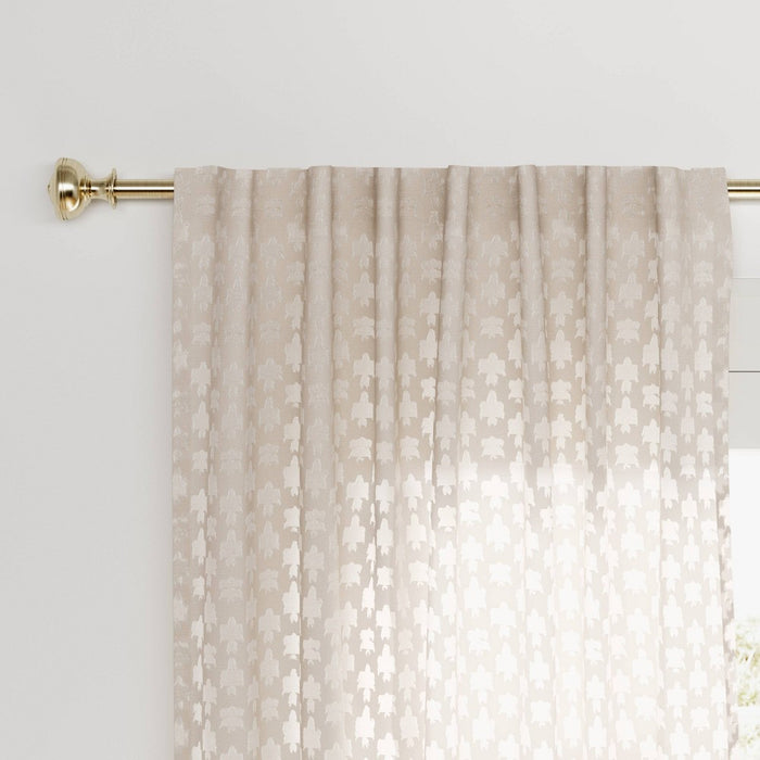 1pc 50"x84" Light Filtering Clipped Textured Window Curtain Panel Natural - Threshold™