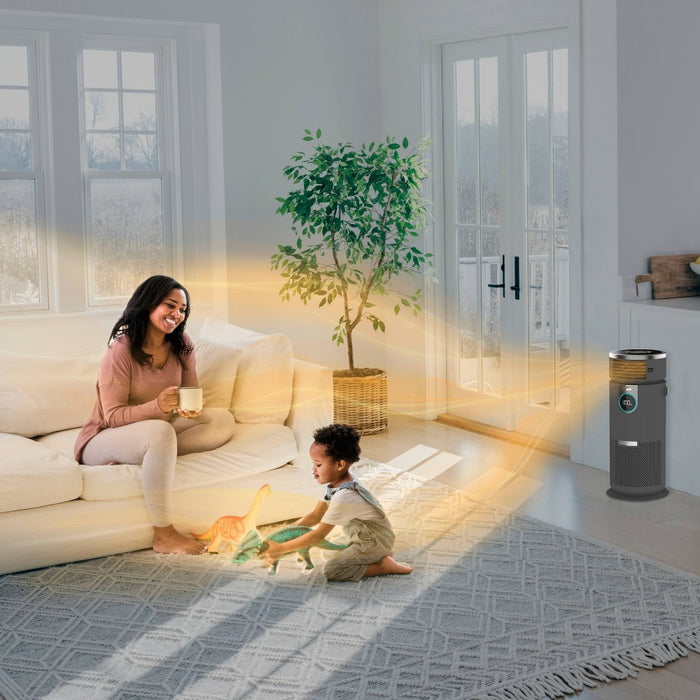 Shark 3-in-1 Air Purifier, Heater and Fan with NanoSeal HEPA, Cleansense IQ, Odor Lock, for 500 Sq. Ft, Gray, HC452
