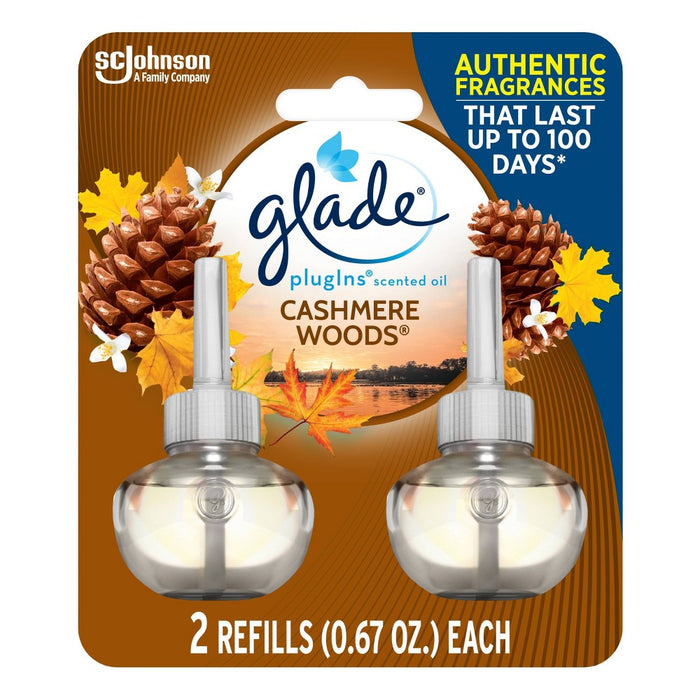 Glade PlugIns Scented Oil Air Freshener Cashmere Woods Refill - 1.34oz/2ct