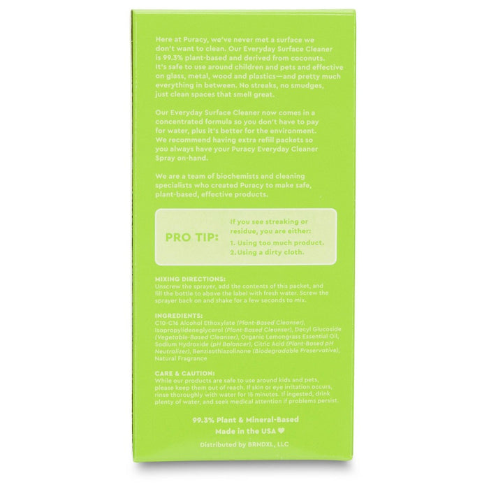 Puracy Natural Everyday Surface Cleaner Concentrate Packettes - Organic Lemongrass - 2pk (Makes 32 fl oz)